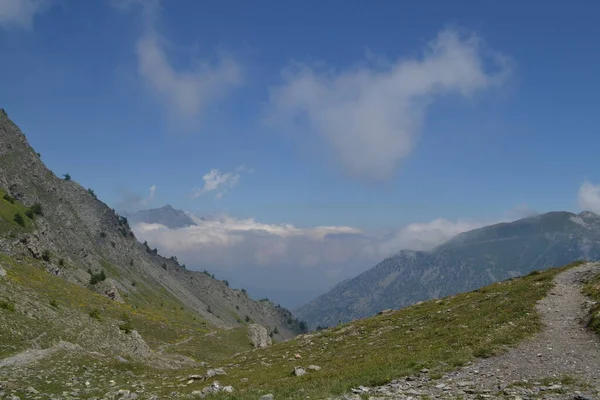 Vista Sobre Fronteira Franco Italiana Para Alpes Italianos — Fotografia de Stock