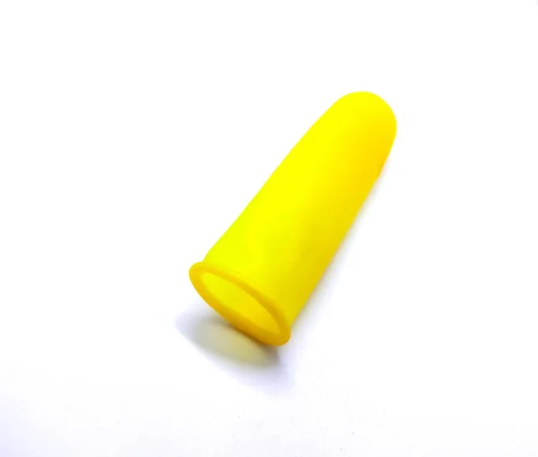 Yellow Rubber Finger Caps White Background — Stock Photo, Image