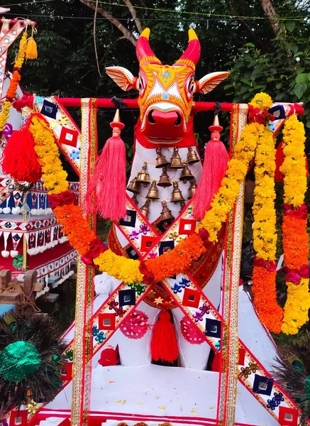 Adoor Kerala Março 2022 Grandes Efígies Touros Durante Festival Anual — Fotografia de Stock