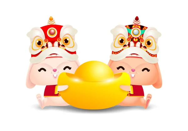 Ευτυχισμένο Κινεζικό Νέο Έτος 2023 Ευχετήρια Κάρτα Χαριτωμένο Μικρό Κουνέλι — Διανυσματικό Αρχείο
