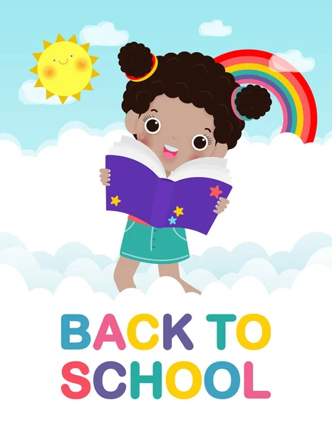 Volver Escuela Con Los Niños Escuela Lectura Libro Concepto Educación — Vector de stock