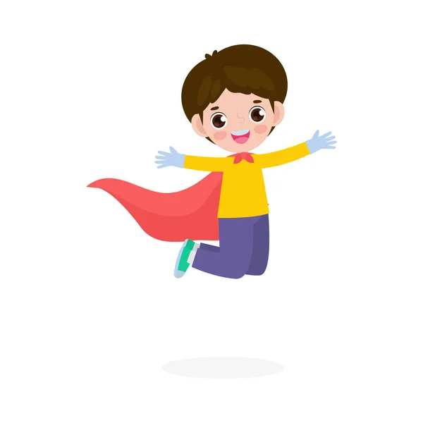 Vector Illustration Kids Superheroes Wearing Comics Costumes Flat Isolated White — Stock Vector