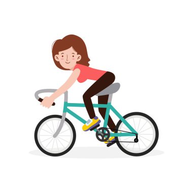 Sağlıklı ve mutlu bisikletçiler, beyaz arka planda izole edilmiş, sade tasarım çizimi konseptine sahipler.