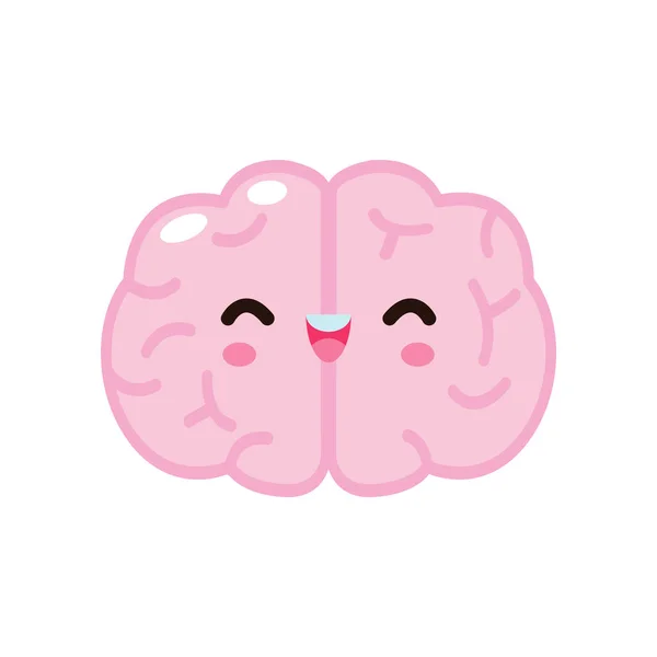 Cute Funny Smile Human Brain Character Happy Face Relax Vector — Stock Vector