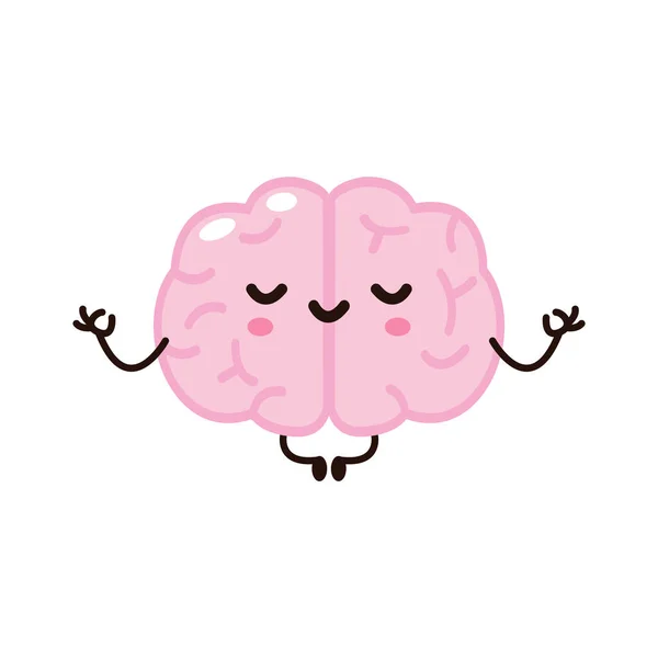 Милий Смішний Орган Мозку Людини Медитує Персонажа Щасливим Обличчям Розумовим — стоковий вектор