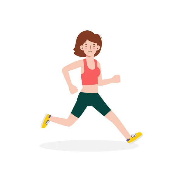 People Jogging Healthy Concept Flat Design Vector Illustration Isolated White — Stock Vector