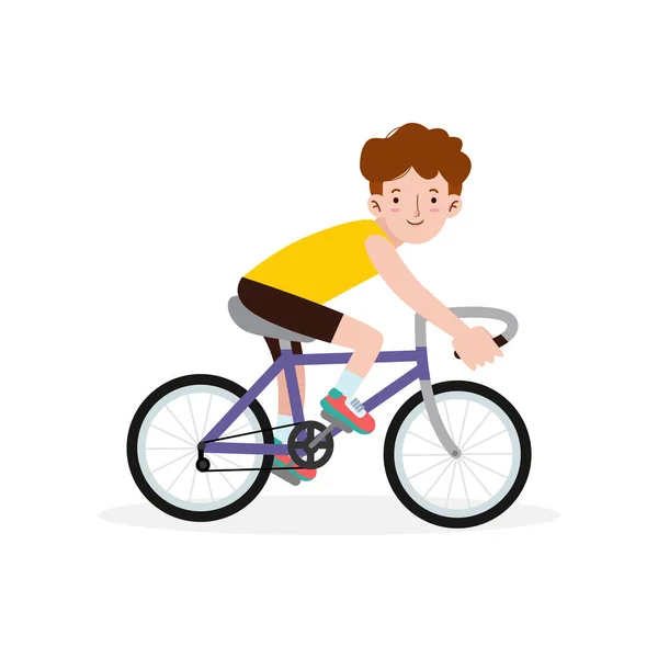 Gesunde Und Glückliche Radfahrer Fahren Gesundheitskonzept Flaches Design Illustration Isoliert — Stockvektor