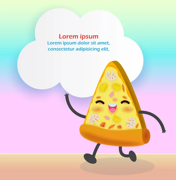 Uma Fatia Pizza Engraçada Comida Rápida Design Cartaz Pizza Personagem —  Vetores de Stock