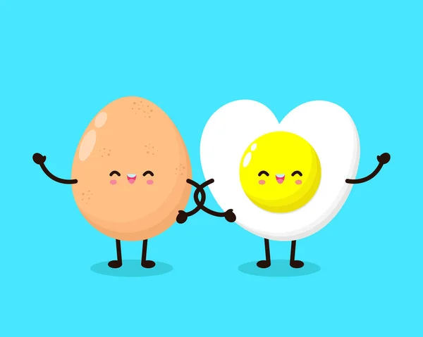 Αστεία Κινούμενα Σχέδια Χαριτωμένο Χαμογελαστό Αστείο Kawaii Τηγανητό Αυγό Έννοια — Διανυσματικό Αρχείο