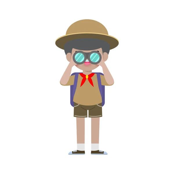 Happy Cute Little Kid Wear Scout Honor Uniform Children Girl — Stock vektor