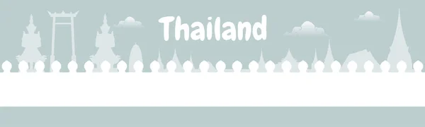 タイの世界的に有名なランドマークのパノラマタイの歴史的建造物と観光コンセプトタイの街の風景ポストカード孤立ベクトルイラスト背景 — ストックベクタ