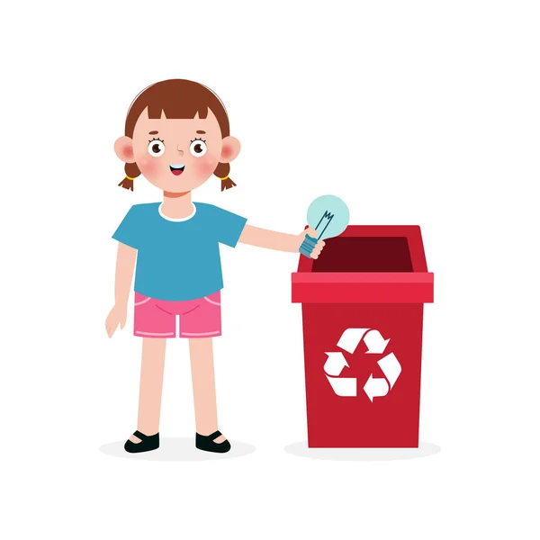 Dziecko Zbierać Śmieci Recyklingu Dziecięce Segregacji Śmieci Śmieci Recyklingu Uratować — Wektor stockowy