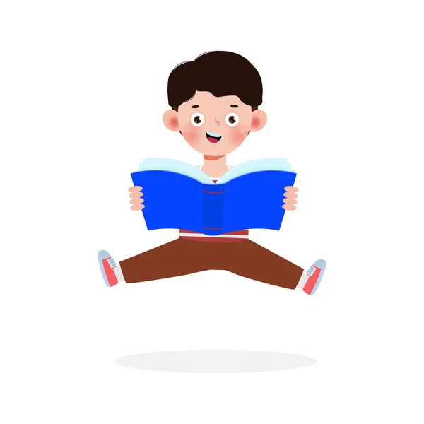 Kids Reading Book Children Education Isolated White Background Vector Illustration — 스톡 벡터