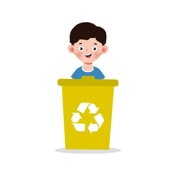 Παιδί Συλλέγουν Σκουπίδια Για Ανακύκλωση Παιδί Διαχωρισμού Απορριμμάτων Ανακύκλωση Σκουπίδια — Διανυσματικό Αρχείο