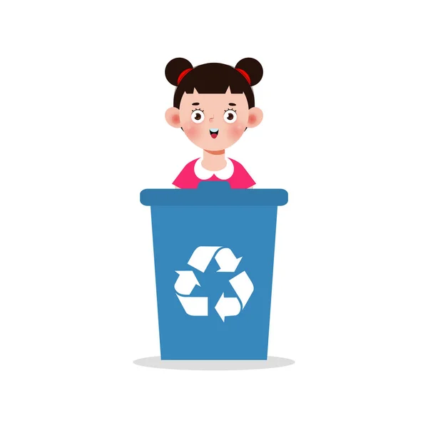 Kind Sammelt Müll Zum Recyceln Kind Trennt Müll Recycling Müll — Stockvektor
