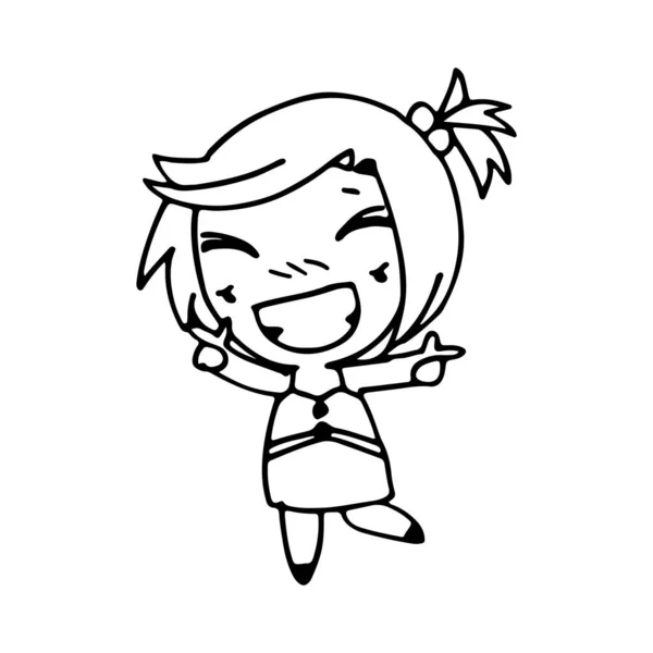 Cute Happy Cartoon Doodle Girl Kids Child Drawing Sketch Children — Vector de stock