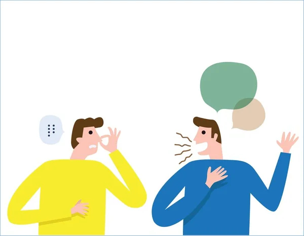 Halitosis Bad Breath People Talk Man Covers His Nose Hand — 스톡 벡터