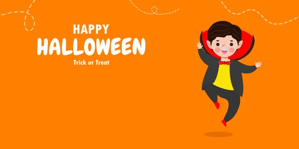 Happy Halloween Trick Treat Flat Style Dracula Fun Party Celebration — Vector de stock