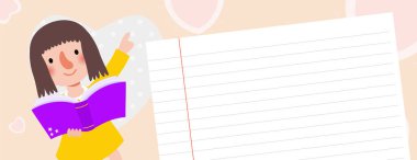 kid reading books, back to school, education concept, Template for advertising brochure, your text,Kids and frame,child and frame,Vector Illustration, cartoon happy children.Illustration