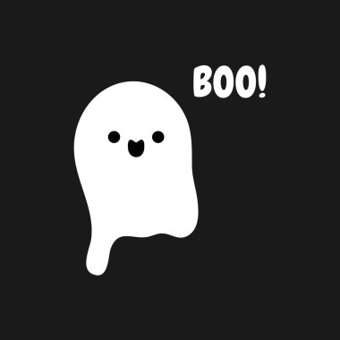 Little cute ghosts Happy Halloween trick or Treating, Halloween scary ghostly monsters. Cartoon spooky character flat style isolated on white background Vector illustration.