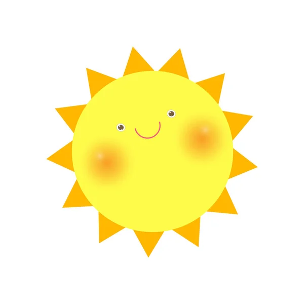 Niedlichen Cartoon Sonne Sommer Symbol Design Lächelnd Sonne Gelb Symbol — Stockvektor