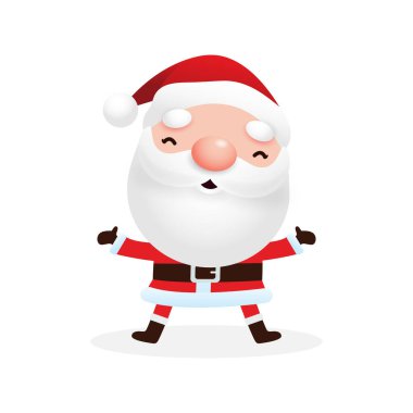 Çizgi film şirin Noel Babalar, Mutlu Noeller ve beyaz arka plan vektör ilüstrasyonunda mutlu yıllar.