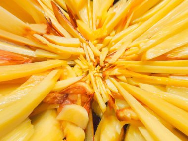 Kızarmış patates, sebze yağı, yakın plan.