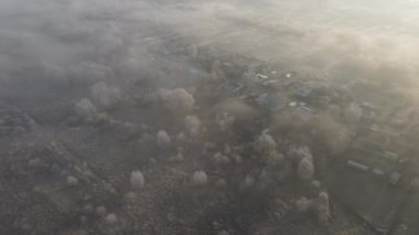 Şehir manzarasının dışında sisli bir şafak