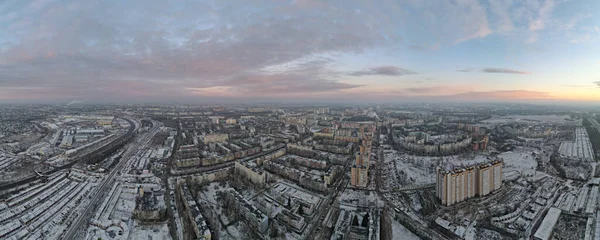 Вид Зверху Захід Сонця Над Містом — стокове фото