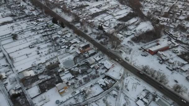 Άποψη Της Πόλης Παγωμένο Πρωινό Μετά Από Χιονόπτωση — Αρχείο Βίντεο