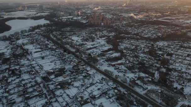 Vista Della Città Mattina Gelida Dopo Una Nevicata — Video Stock