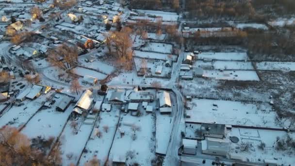 View City Frosty Morning Snowfall — Vídeo de Stock