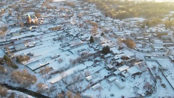 Άποψη Της Πόλης Παγωμένο Πρωινό Μετά Από Χιονόπτωση — Αρχείο Βίντεο