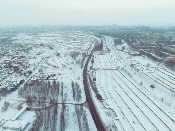 Aerial View City Cloudy Winter Day — Stock Photo, Image