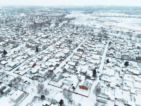 Aerial View City Cloudy Winter Day — Foto de Stock