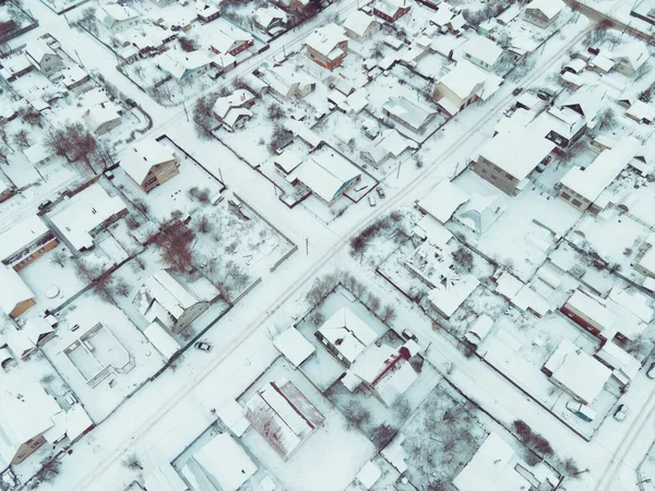 Bulutlu Bir Kış Gününde Şehrin Hava Manzarası — Stok fotoğraf
