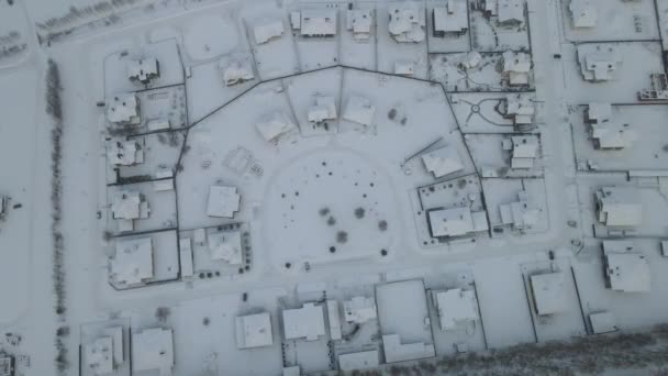 Aerial View City Cloudy Morning City Snowfall — Stock Video