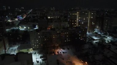 Street view from above night over the city