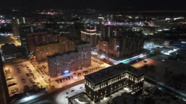 Street view from above night over the city