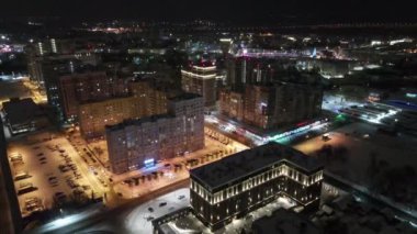 Street view from above night over the city