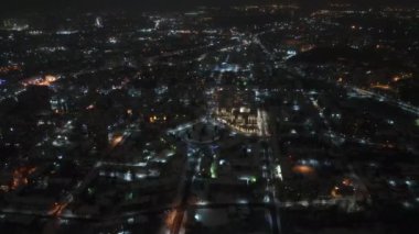 Street view from above night over the city