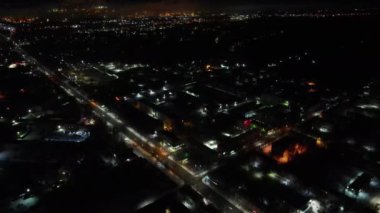 Street view from above night over the city