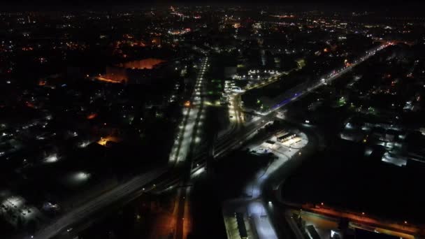 Utcai Kilátás Éjszaka Város Felett — Stock videók