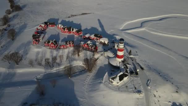 Vista Aérea Día Fuera Ciudad Después Una Nevada — Vídeos de Stock