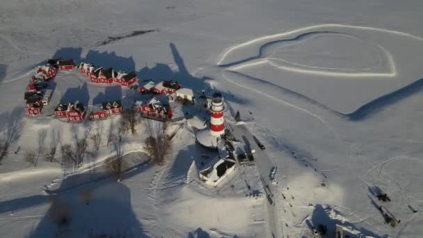 Vista Aérea Día Fuera Ciudad Después Una Nevada — Vídeos de Stock