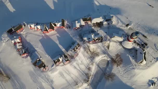 Vista Aérea Dia Fora Cidade Após Uma Queda Neve — Vídeo de Stock
