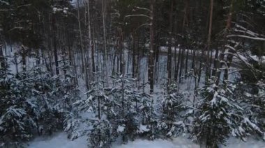 Kar yağışı sonrası şehrin dışındaki bir günün havadan görüntüsü