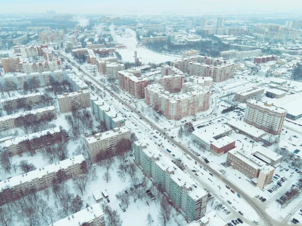Aerial View Streets Snow — Stock Photo, Image