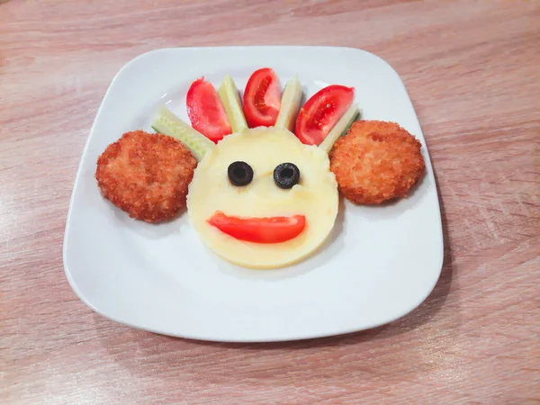 Kindermenu Aardappelen Groenten Kipfilet — Stockfoto