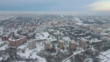 Kar yağışı sonrası şehrin havadan görüntüsü